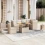 Gartensofagarnitur 7-teilig mit Kissen aus synthetischem Rattan in Beige. von , Gartensets - Ref: Foro24-3270855, Preis: 576,...