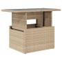 Mesa de jardín superficie de vidrio ratán PE beige 100x55x73 cm de , Mesas de jardín - Ref: Foro24-366059, Precio: 122,60 €, ...