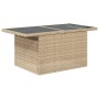 Garden table with beige PE rattan surface and glass top, measuring 100x55x73 cm. by , Garden tables - Ref: Foro24-366059, Pri...