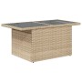 Gartentisch mit Glasoberfläche, PE-Rattan in Beige, 100x55x73 cm. von , Gartentische - Ref: Foro24-366059, Preis: 127,03 €, R...