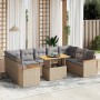 Gartensofa-Set mit 10-teiligen beigen Kissen aus synthetischem Rattan. von , Gartensets - Ref: Foro24-3273222, Preis: 693,87 ...