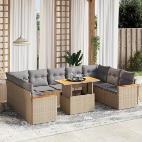 Garden sofa set with beige cushions, 10 pieces, synthetic rattan by , Garden sets - Ref: Foro24-3273222, Price: 703,66 €, Dis...