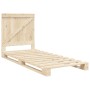 Solid pine wood bed frame with headboard 90x200 cm by , Beds and slatted bases - Ref: Foro24-3281550, Price: 125,38 €, Discou...