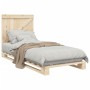 Solid pine wood bed frame with headboard 90x200 cm by , Beds and slatted bases - Ref: Foro24-3281550, Price: 125,38 €, Discou...