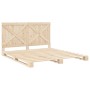 Solid pine wood bed frame with headboard 200x200cm by , Beds and slatted bases - Ref: Foro24-3281573, Price: 232,99 €, Discou...