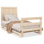 Solid pine wood bed frame with headboard 90x200 cm by , Beds and slatted bases - Ref: Foro24-3281538, Price: 143,89 €, Discou...