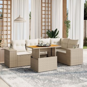 Garden sofa set with 6-piece synthetic rattan beige cushions by , Garden sets - Ref: Foro24-3272626, Price: 585,99 €, Discoun...