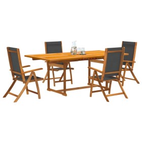 Garden dining set, 5 pieces, solid acacia wood and textilene. by , Garden sets - Ref: Foro24-3279260, Price: 543,02 €, Discou...