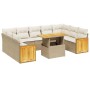 Gartensofa-Set mit 10-teiligen beigen Kissen aus synthetischem Rattan. von , Gartensets - Ref: Foro24-3274103, Preis: 811,99 ...