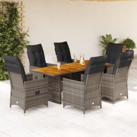 Set comedor jardín 7 pzas y cojines ratán sintético gris de , Conjuntos de jardín - Ref: Foro24-3276732, Precio: 925,13 €, De...