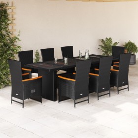 Garten-Essgruppe 9-teilig mit schwarzen Polstern aus synthetischem Rattan. von , Gartensets - Ref: Foro24-3277535, Preis: 1,0...