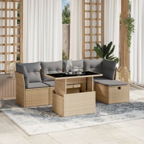 Garden sofa set with 6-piece synthetic rattan beige cushions by , Garden sets - Ref: Foro24-3274639, Price: 412,61 €, Discoun...