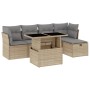 Garden sofa set with 6-piece synthetic rattan beige cushions by , Garden sets - Ref: Foro24-3274639, Price: 414,21 €, Discoun...