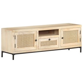 Mueble para TV madera maciza mango y caña natural 120x30x40 cm de vidaXL, Muebles TV - Ref: Foro24-323510, Precio: 199,99 €, ...