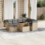 Garden sofa set with 8 pieces of synthetic beige rattan and cushions. by , Garden sets - Ref: Foro24-3274679, Price: 571,34 €...