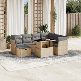 Garden sofa set with 8 pieces of synthetic beige rattan and cushions. by , Garden sets - Ref: Foro24-3274679, Price: 570,73 €...