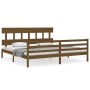 Honey brown solid wood bed frame with headboard by vidaXL, Beds and slatted bases - Ref: Foro24-3195174, Price: 172,73 €, Dis...