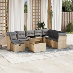 Gartensofagarnitur 9-teilig mit Kissen aus synthetischem Rattan in Beige. von , Gartensets - Ref: Foro24-3274709, Preis: 636,...