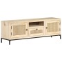 TV-Schrank aus massivem Mangoholz und natürlichem Rohrgeflecht, 120 x 30 x 40 cm von vidaXL, TV-Möbel - Ref: Foro24-323510, P...