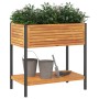 Planter with solid acacia wood shelf and steel 80x45x80 cm by , Pots and planters - Ref: Foro24-367617, Price: 115,10 €, Disc...