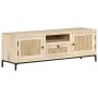 TV-Schrank aus massivem Mangoholz und natürlichem Rohrgeflecht, 120 x 30 x 40 cm von vidaXL, TV-Möbel - Ref: Foro24-323510, P...