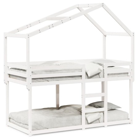 Bunk bed with solid white pine wood roof 80x200 cm by , Beds and slatted bases - Ref: Foro24-3282042, Price: 235,38 €, Discou...