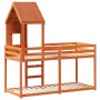 Bunk bed with solid pine wood roof in brown, 90x200 cm. by , Beds and slatted bases - Ref: Foro24-3281999, Price: 253,60 €, D...