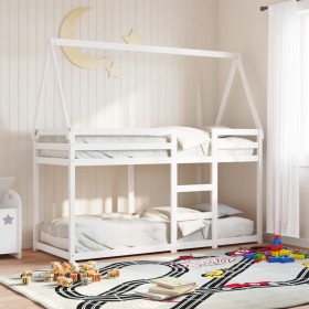 Bunk bed with solid white pine wood roof 90x200 cm by , Beds and slatted bases - Ref: Foro24-3282080, Price: 197,99 €, Discou...