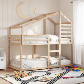 Bunk bed with solid pine wood roof 75x190 cm by , Beds and slatted bases - Ref: Foro24-3281967, Price: 195,27 €, Discount: %