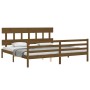 Honey brown solid wood bed frame with headboard by vidaXL, Beds and slatted bases - Ref: Foro24-3195174, Price: 172,73 €, Dis...