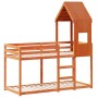 Bunk bed with solid pine wood roof in brown wax, 75x190 cm. by , Beds and slatted bases - Ref: Foro24-3282009, Price: 238,02 ...