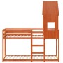 Bunk bed with solid pine wood roof in brown wax, 75x190 cm. by , Beds and slatted bases - Ref: Foro24-3282009, Price: 238,02 ...