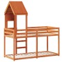 Bunk bed with solid pine wood roof in brown wax, 75x190 cm. by , Beds and slatted bases - Ref: Foro24-3282009, Price: 238,02 ...