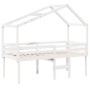 High bed with solid white pine wood roof 80x200 cm by , Beds and slatted bases - Ref: Foro24-3282056, Price: 262,58 €, Discou...