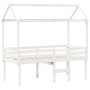 Cama alta con techo madera maciza de pino blanca 90x190 cm de , Camas y somieres - Ref: Foro24-3282139, Precio: 246,99 €, Des...