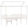 Cama alta con techo madera maciza de pino blanca 90x190 cm de , Camas y somieres - Ref: Foro24-3282139, Precio: 246,99 €, Des...