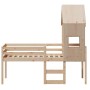 High bed with solid pine wood roof 90x190 cm by , Beds and slatted bases - Ref: Foro24-3282016, Price: 201,59 €, Discount: %