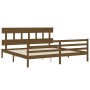 Honey brown solid wood bed frame with headboard by vidaXL, Beds and slatted bases - Ref: Foro24-3195174, Price: 172,73 €, Dis...