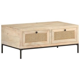 Solid mango wood and natural cane coffee table 90x50x37 cm by vidaXL, Coffee table - Ref: Foro24-323511, Price: 206,99 €, Dis...