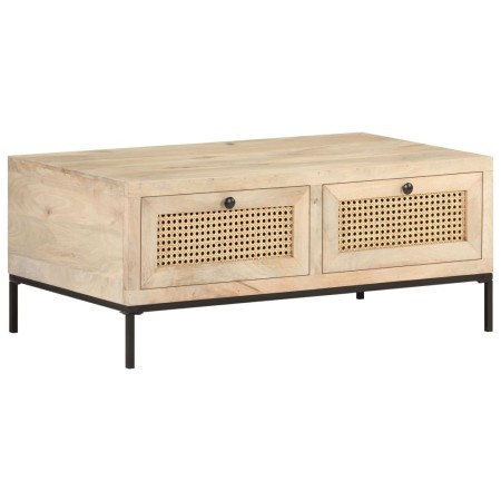 Solid mango wood and natural cane coffee table 90x50x37 cm by vidaXL, Coffee table - Ref: Foro24-323511, Price: 169,16 €, Dis...