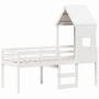 Cama alta con techo blanca madera maciza pino blanca 90x200 cm de , Camas y somieres - Ref: Foro24-3282014, Precio: 261,76 €,...