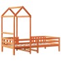 Bed frame with pine wood roof in brown wax 100x200 cm by , Beds and slatted bases - Ref: Foro24-3282158, Price: 218,83 €, Dis...