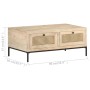 Solid mango wood and natural cane coffee table 90x50x37 cm by vidaXL, Coffee table - Ref: Foro24-323511, Price: 169,16 €, Dis...