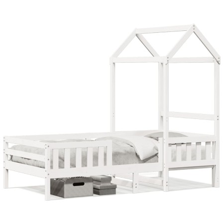 Bed frame with solid white pine wood roof 90x190 cm by , Beds and slatted bases - Ref: Foro24-3282166, Price: 218,88 €, Disco...