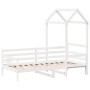 Sofá cama con techo madera maciza de pino blanco 90x200 cm de , Camas y somieres - Ref: Foro24-3282203, Precio: 205,92 €, Des...