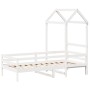 Sofá cama con techo madera maciza de pino blanco 90x200 cm de , Camas y somieres - Ref: Foro24-3282191, Precio: 192,99 €, Des...