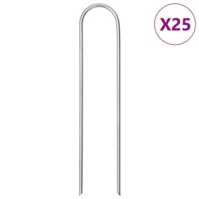 Ground U-shaped pegs, 25 units, galvanized steel, 15x3.5 cm by , Tent Accessories - Ref: Foro24-4009363, Price: 11,77 €, Disc...