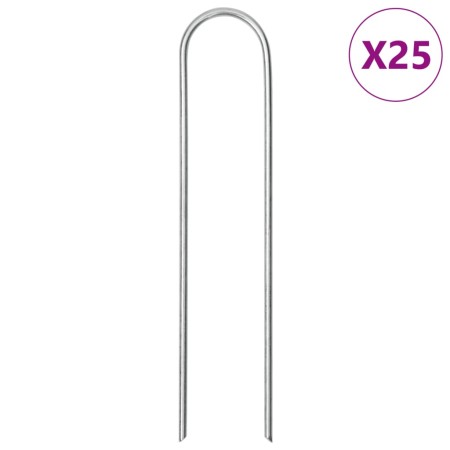 Clavijas de tierra forma U 25 uds acero galvanizado 15x3,5 cm de , Accesorios para tiendas de campaña - Ref: Foro24-4009363, ...