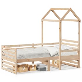 Sofa bed with solid pine wood roof 90x200 cm by , Beds and slatted bases - Ref: Foro24-3282222, Price: 168,99 €, Discount: %