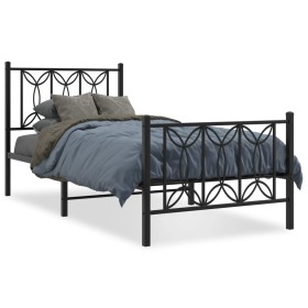 Estructura de cama con cabecero y estribo metal negro 75x190 cm de , Camas y somieres - Ref: Foro24-376136, Precio: 80,99 €, ...